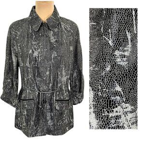 Chico's Jacket Size 1 (8) Gray Peter Pan Collar